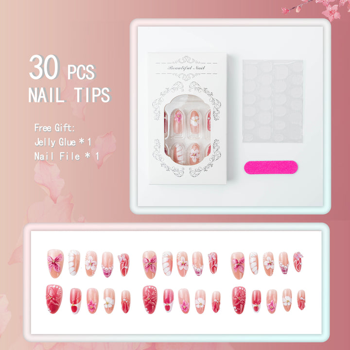 Elegant artificial nails with floral designs Bowlift