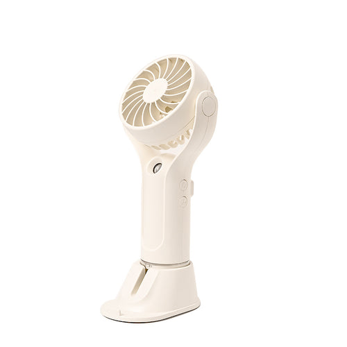 Unisex portable handheld fan with tiltable head, foldable stand and USB charging station Bowlift