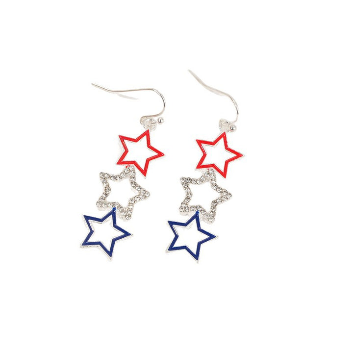 Ladies nan square crystal drop earrings with star grid and fine ear hook Bowlift