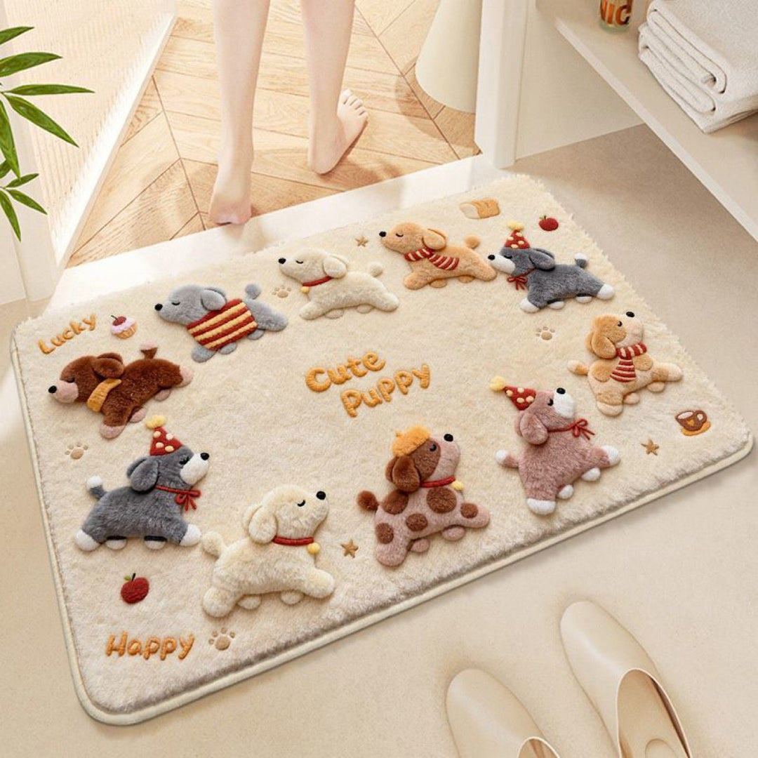Decorative Plush Dog-Themed Area Rug