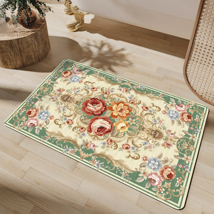 Elegant Vintage Floral Bath Mat Bowlift