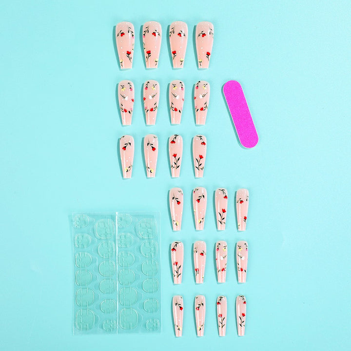 Elegant artificial nails with floral decorations Bowlift