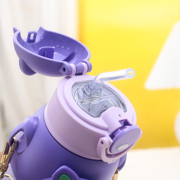 Women's insulated drinking bottle with cute animal design and practical carrying strap Bowlift