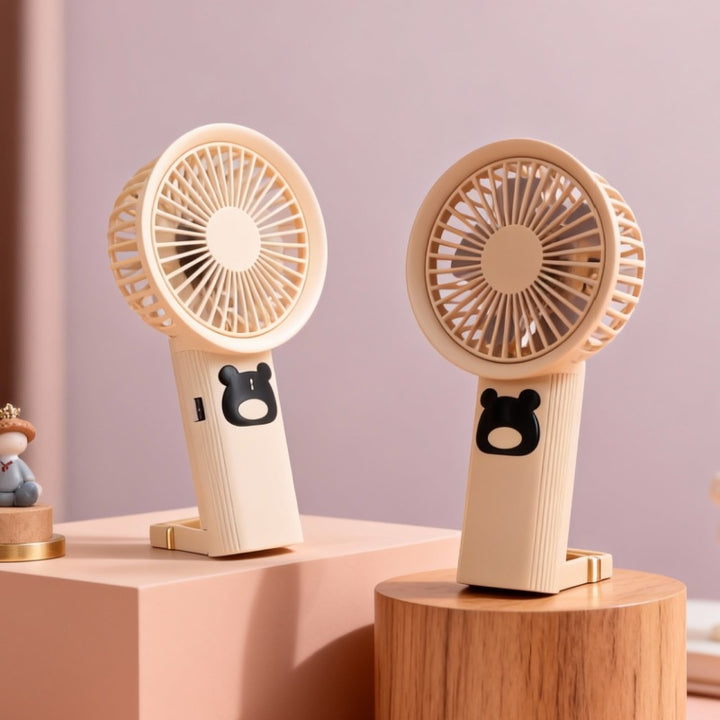 Women Portable Hand Fan with Cute Bear Design Bowlift 1781628530