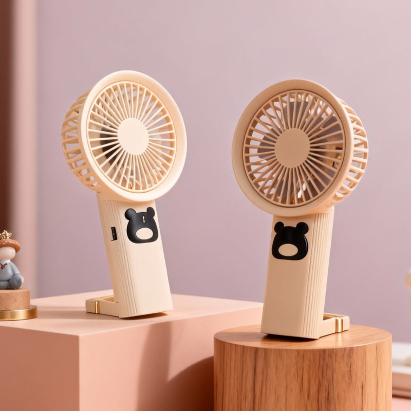 Women Portable Handheld Fan with Cute Bear Design Bowlift