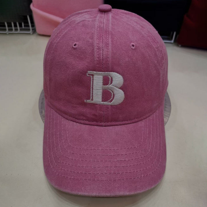 Women's Distressed Cotton Baseball Cap with Letter Embroidery Bowlift