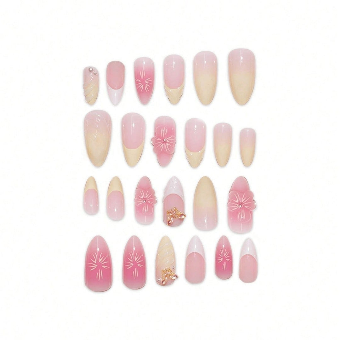 Elegant Floral Design Press-On Nails Bowlift