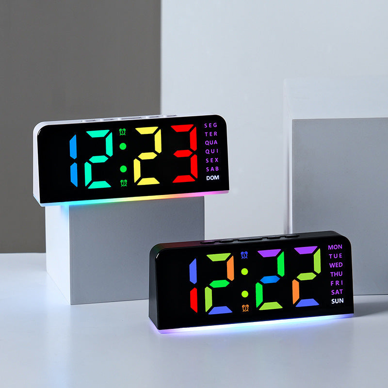 Digital radio alarm clock with color changing display Bowlift