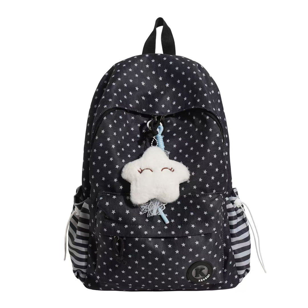 Star-Patterned Plush Backpack Bowlift