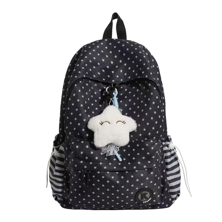 Star-Patterned Plush Backpack Bowlift