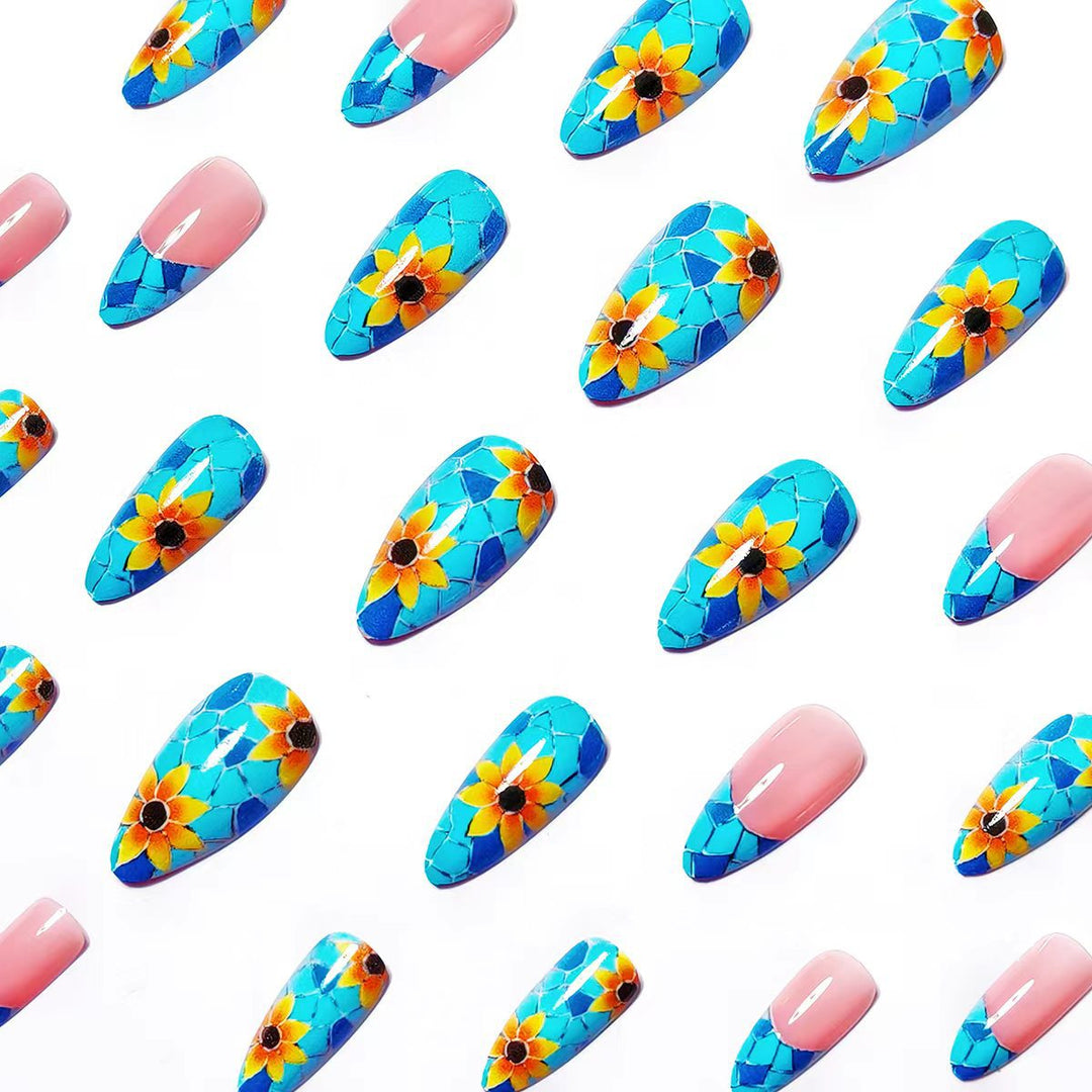 Artificial nails in creative mosaic design Bowlift