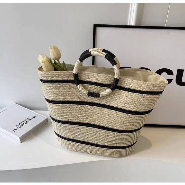 Generous straw shopper with stylish ring handle Bowlift