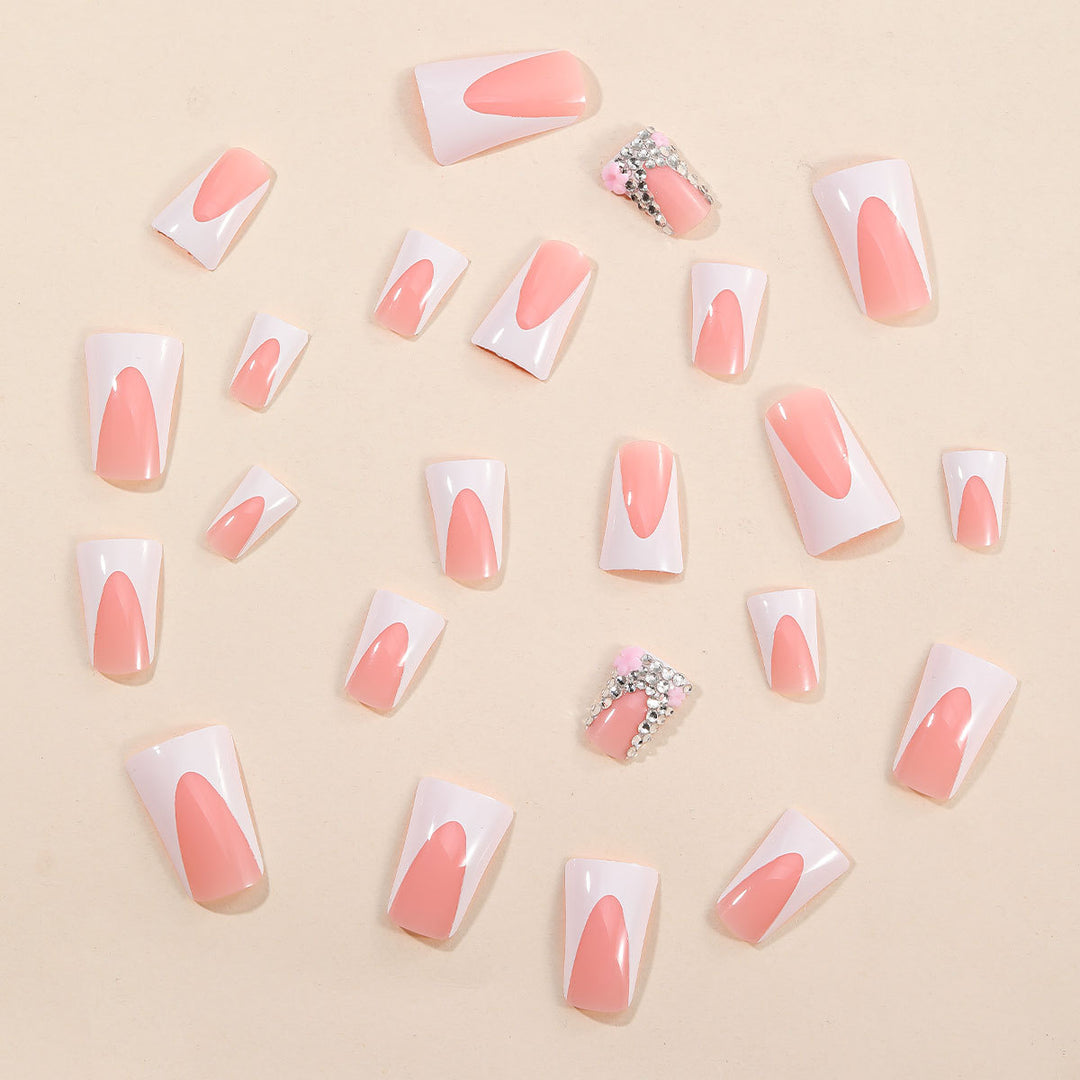 Decorative 3D French Tip Nail Art Extensions Bowlift