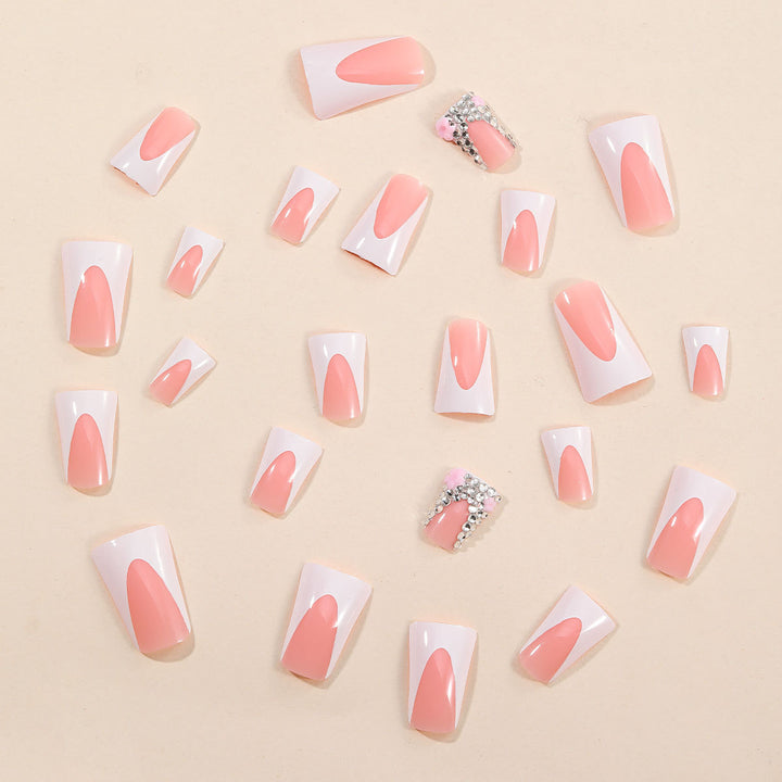 Decorative 3D French Tip Nail Art Extensions Bowlift