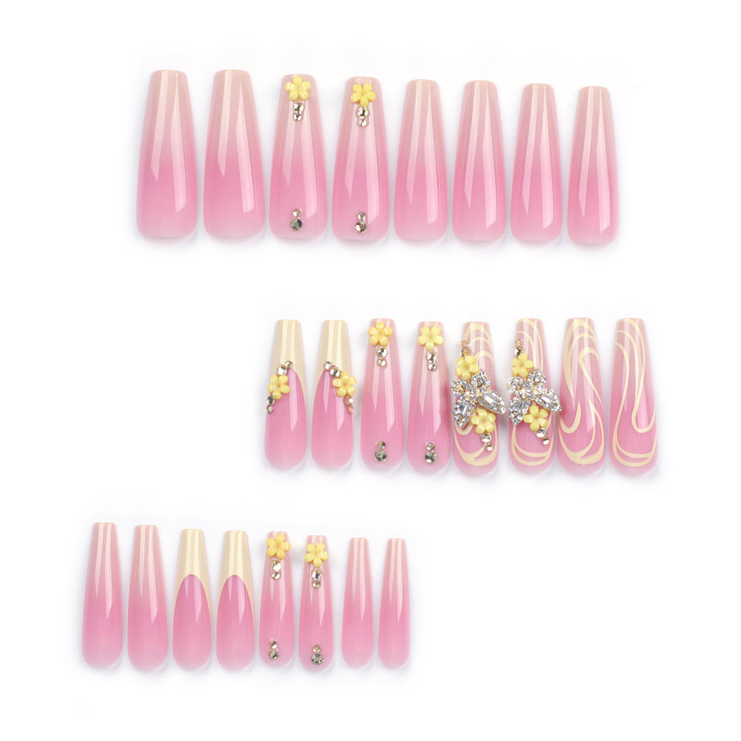 Artful Nail Art with Flower and Butterfly Accents Bowlift