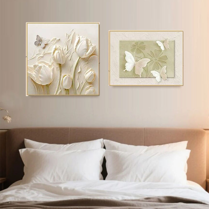Elegant Floral Relief Wall Decor