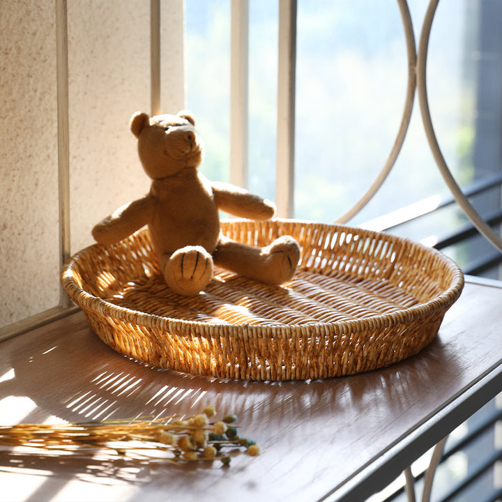 Unisex Round Bowl with Handwoven Rattan Bowlift