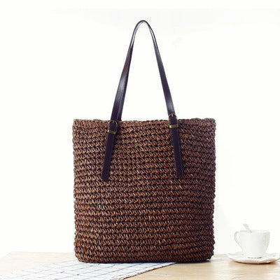 Braided Beach Bag with Sturdy Leather Handles Bowlift