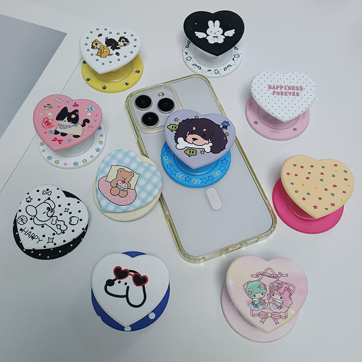 Heart-Shaped Character Phone Grip Bowlift