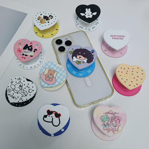 Heart-Shaped Character Phone Grip Bowlift