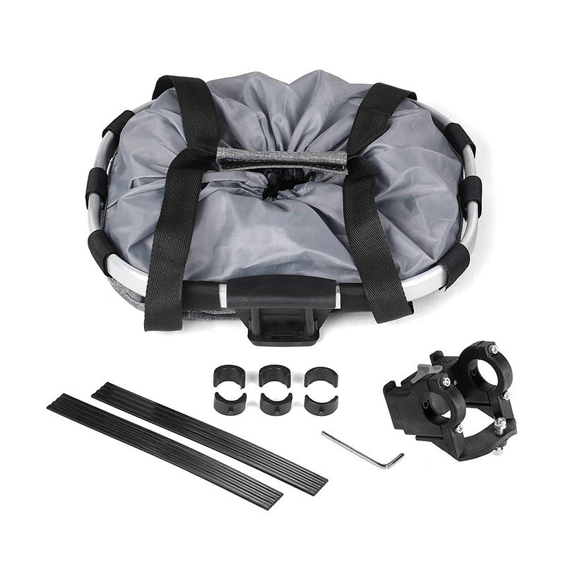 Collapsible Padded Front Bicycle Pet Basket with Safety Leash and Zipper Pocket Bowlift