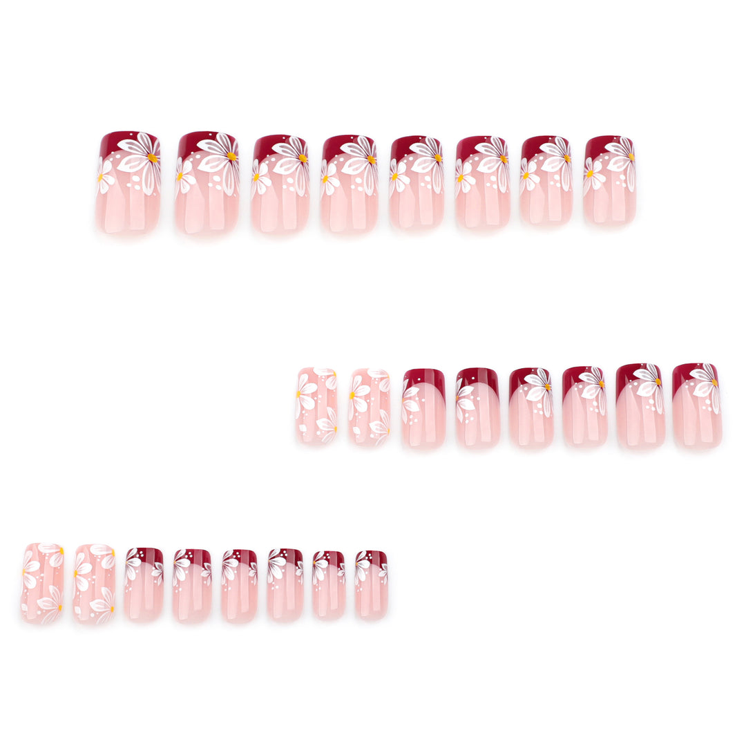 Artistic Nail Extensions with Floral Design Bowlift