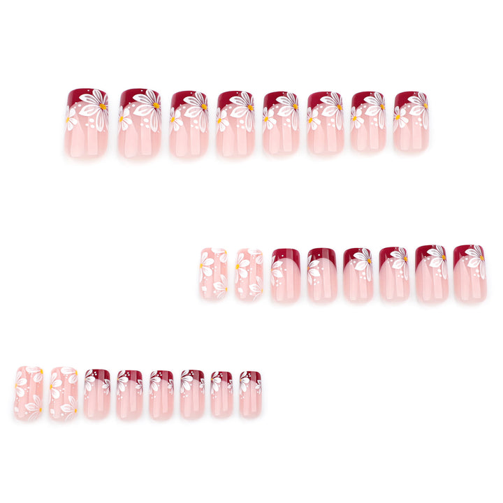 Artistic Nail Extensions with Floral Design Bowlift