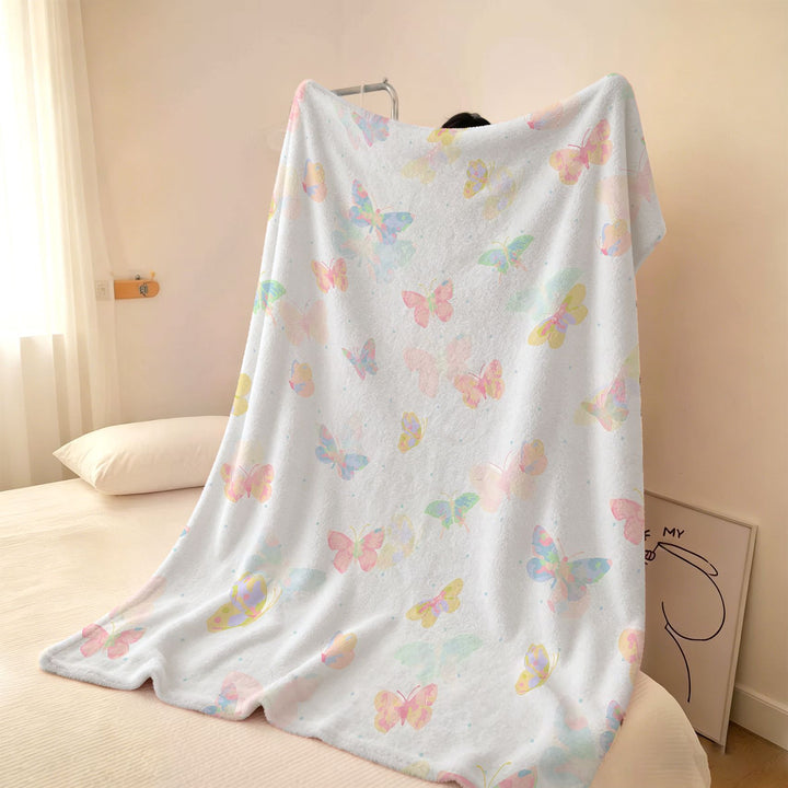 Cozy Butterfly Print Fleece Throw Blanket