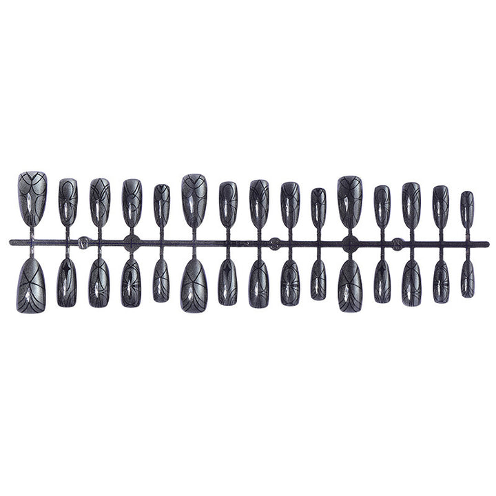 Acrylic nail set with creepy spider design and glitter accents Bowlift