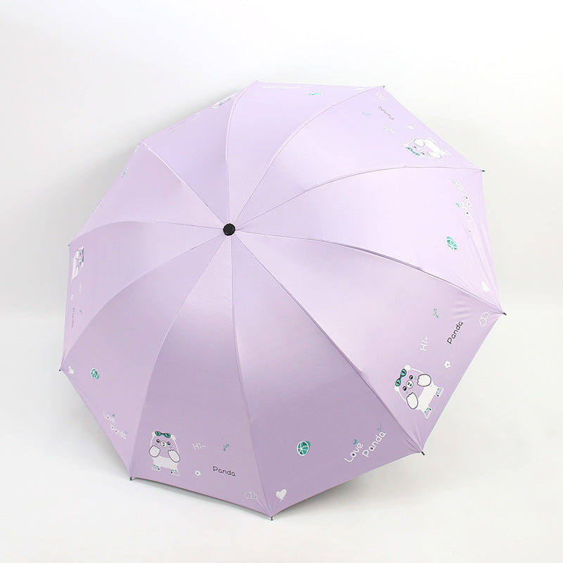 Ladies folding umbrella with cute panda design Bowlift