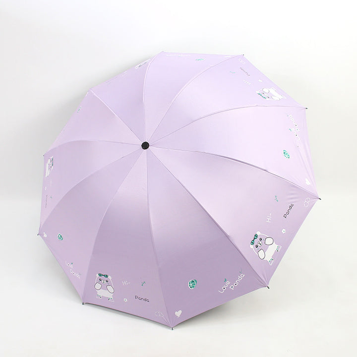 Ladies folding umbrella with cute panda design Bowlift