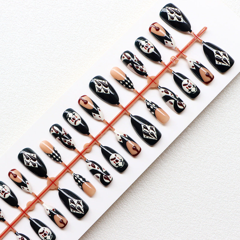 Artistic Press-On Nail Art Set with Intricate Patterns Bowlift