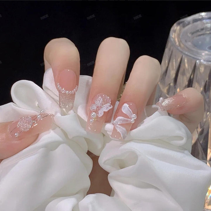 Artistic Floral Press-On Nail Set Bowlift 1787394981