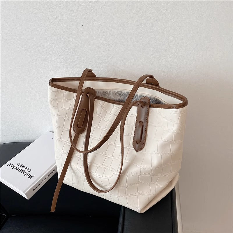 Modern Crocodile-Embossed Tote Bag Bowlift