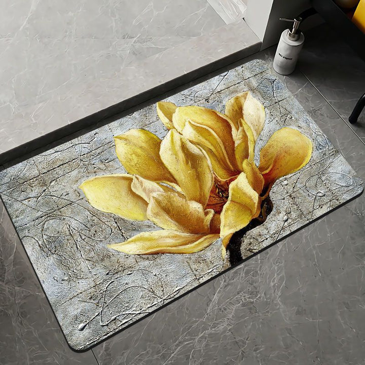 Elegant Floral Design Bath Mat Bowlift