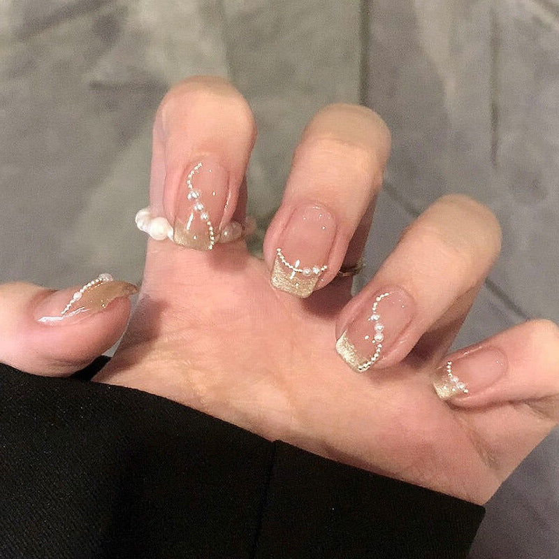 Luxury Press-On Nail Set with Glitter Accent Bowlift