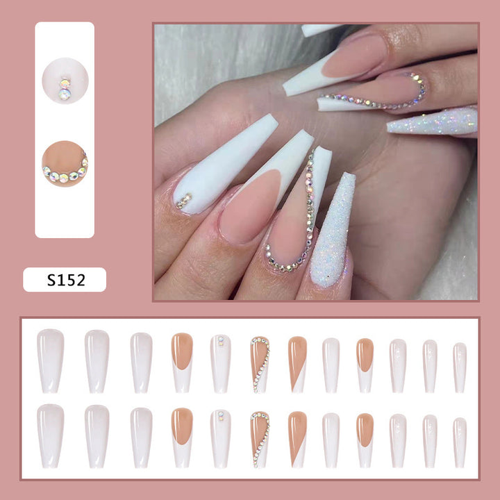 Artificial Nail Set with Elegant Rhinestone Decorations Bowlift