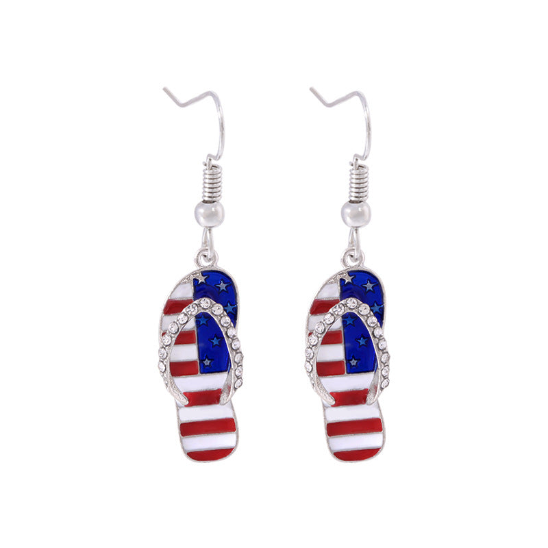 Women's lightweight star earrings with enamel flag design and fishhook Bowlift