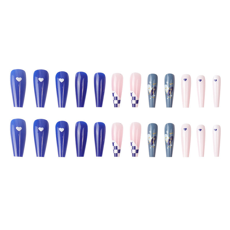Artistic Press-On Nail Set with Geometric Patterns Bowlift