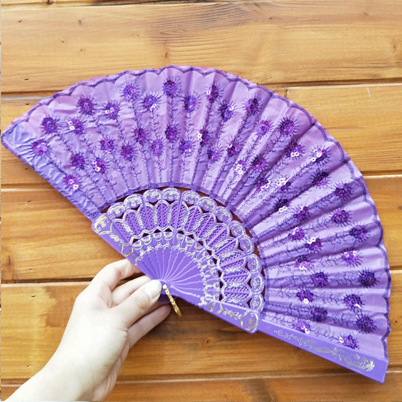 Ladies handcrafted fan with exquisite embroidery Bowlift