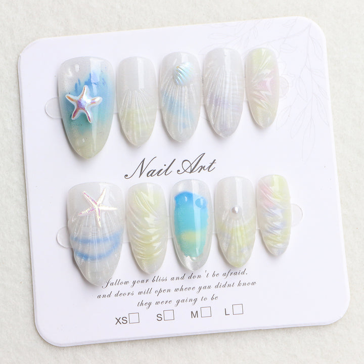 Coastal-Inspired Press-On Nail Art Bowlift