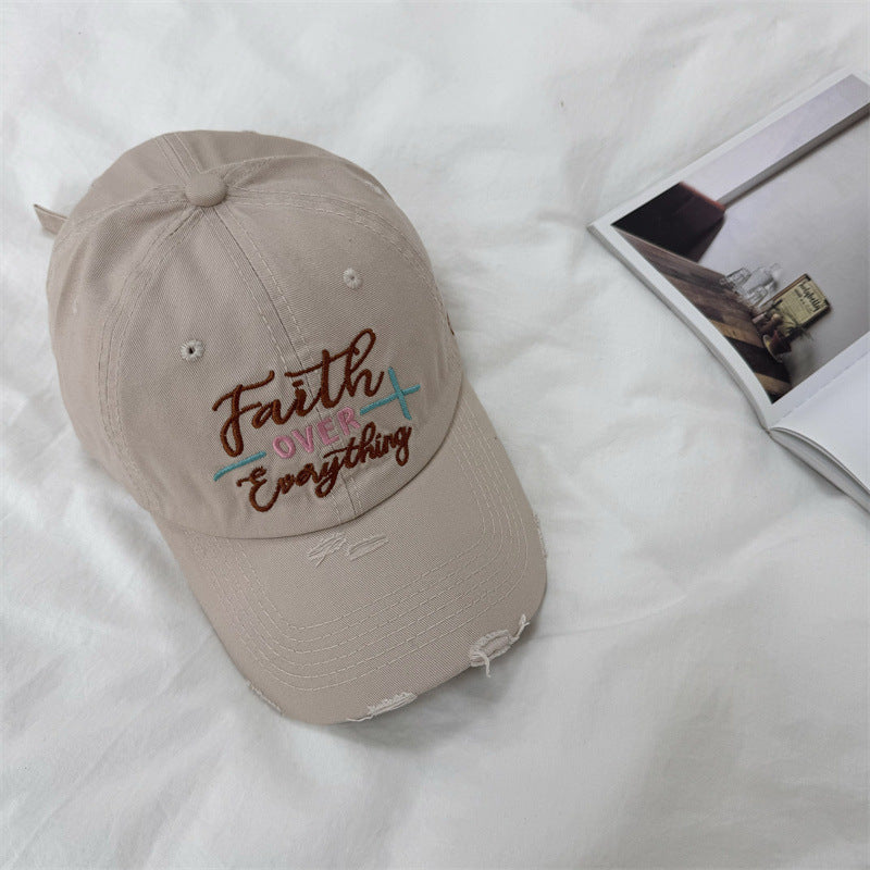 Women's Distressed Embroidered Baseball Cap Bowlift
