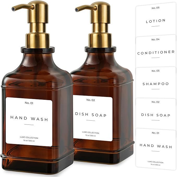 Refillable Luxury Pump Dispenser Set for Hand Wash and Dish Soap Bowlift