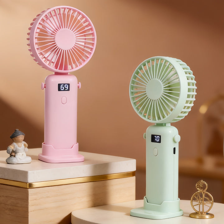 Women's Portable Fan with LED Display and USB Connection Bowlift