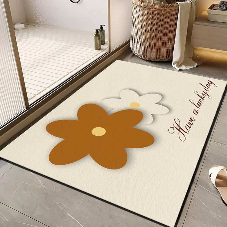 Cheerful Floral Message Bath Mat Bowlift
