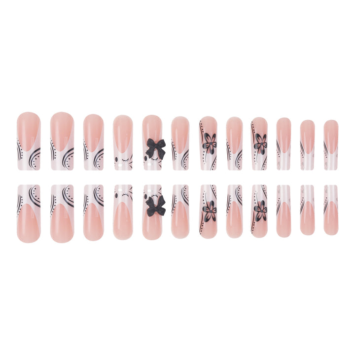 Artistic Long Press-On Nail Art Set Bowlift