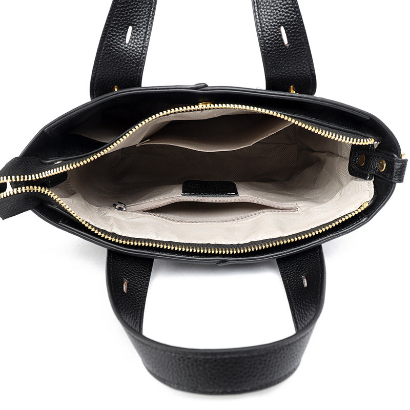 Textured Vegan Leather Multi-Pocket Tote Bowlift