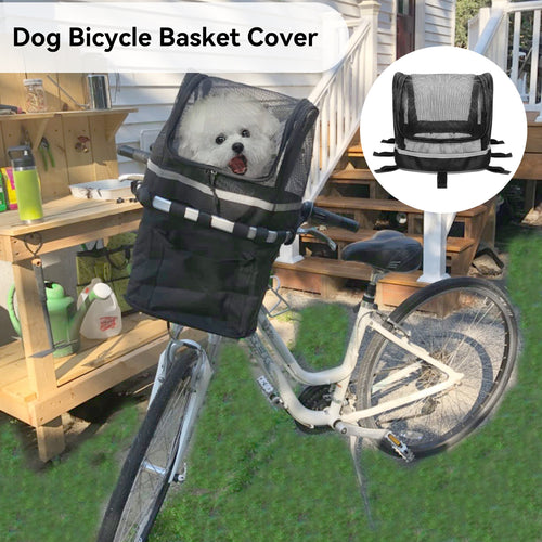 front-mounted breathable mesh bicycle pet basket canopy with reflective trim Bowlift
