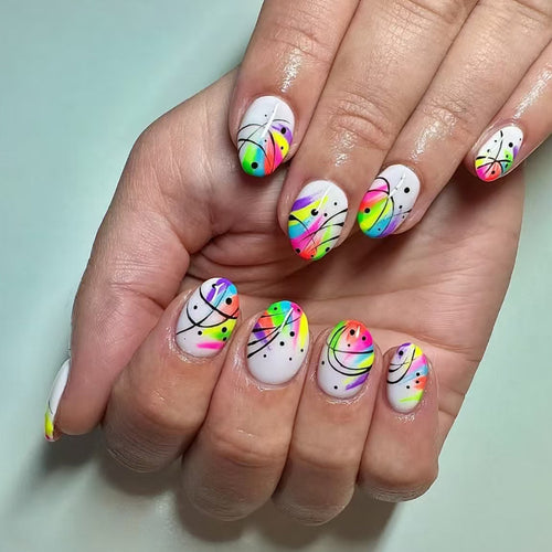 Artistic Abstract Pattern Press-On Nails Bowlift