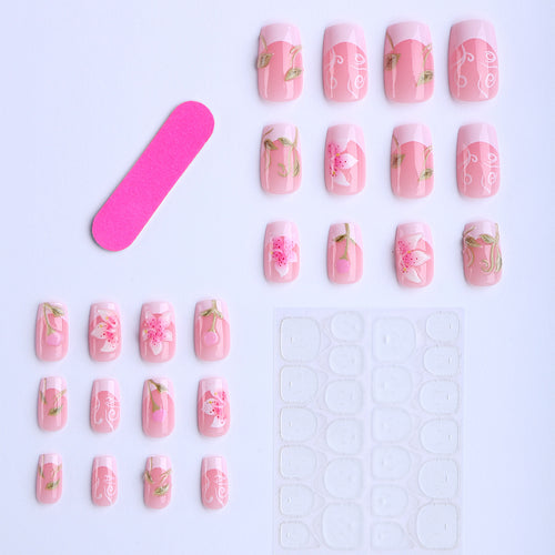 Artificial nails with handcrafted floral designs Bowlift